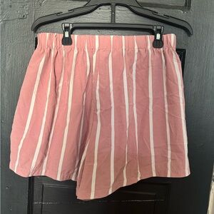 Striped Pink Elastic-Waist Women’s Shorts